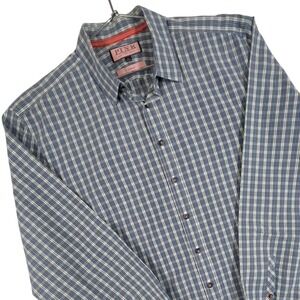 Thomas Pink Jermyn Street London XL‎ Blue Plaid Casual Button Down Shirt